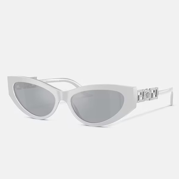 Versace Greco Strass Cat-Eye Sunglasses, Silver, Case included - Picture 1 of 9